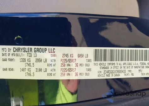 2013 Dodge Grand Caravan Se из США, поврежденный, VIN 2C4RDGBGXDR683433